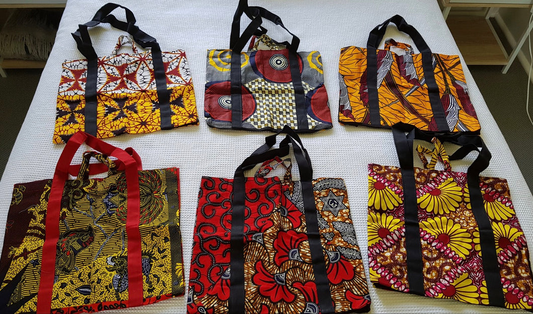 African Print Reusable Grocery Shopping Bags (Assorted Colours & Designs)