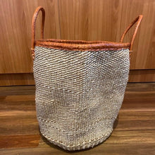 Load image into Gallery viewer, Kenyan Handwoven Extra Large Sisal Bag with Leather Rim and Handles