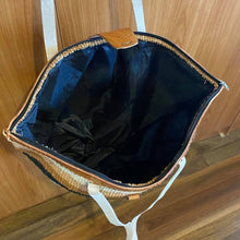 Load image into Gallery viewer, Kenyan Handwoven Kiondo style shoulder bag with leather straps