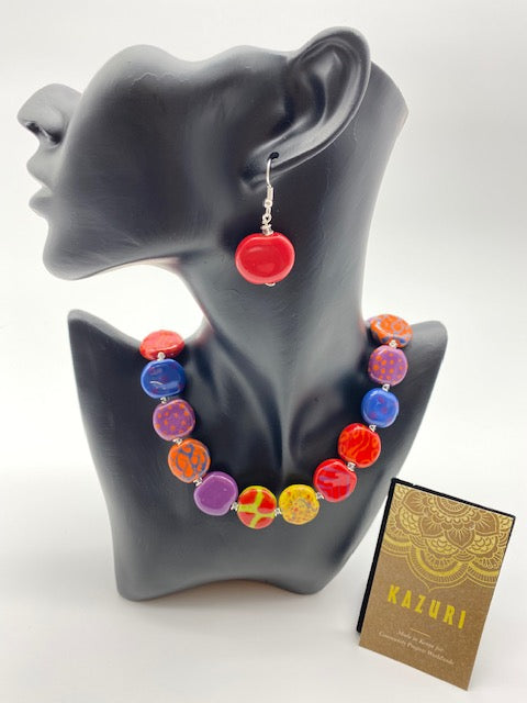 Kazuri Beads Summer Days Necklace and Earrings Set