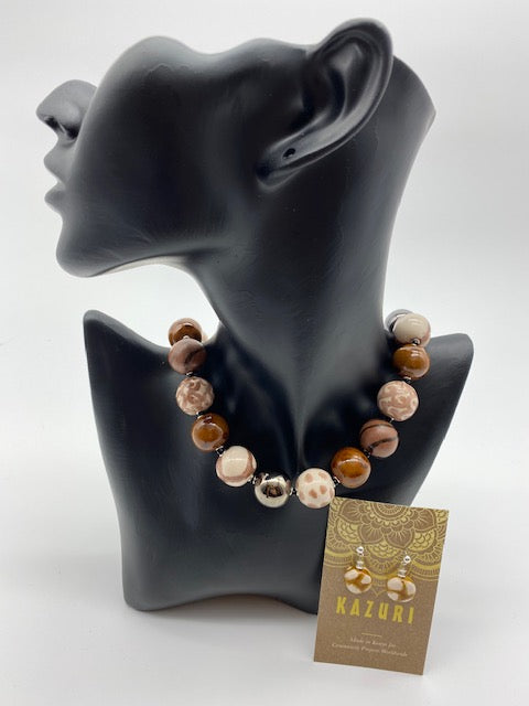 Kazuri Beads Wintersun Necklace and Earrings Set