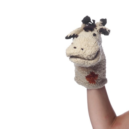 Hand Knitted Wool Hand Puppet - Giraffe