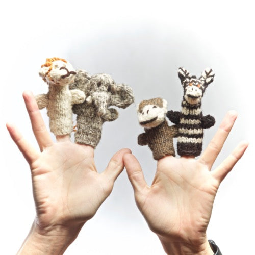 Homespun Wool Savannah Finger Puppet Set