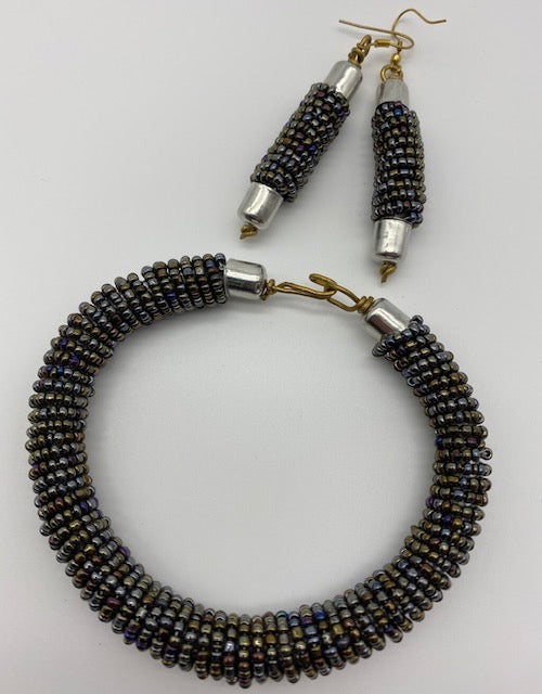 Handmade Beaded Bracelet and Earrings Set