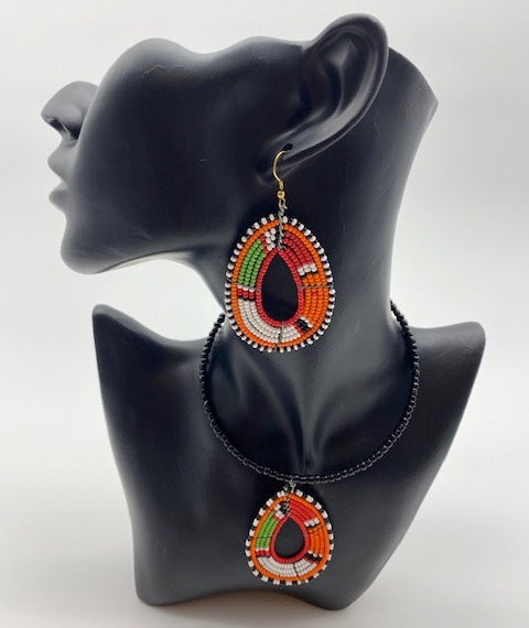 Handmade Traditional Colours of Kenya Necklace & Earrings Set